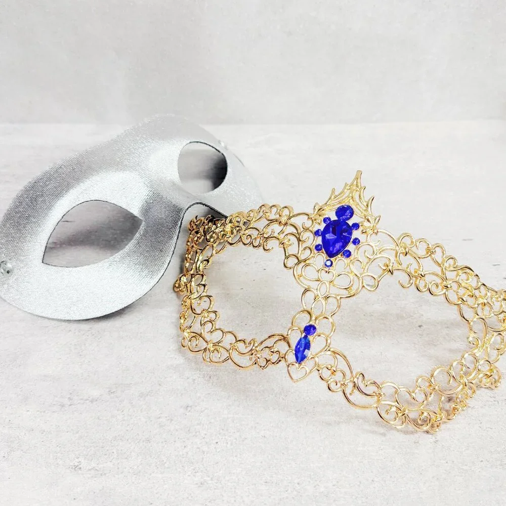 Silver masquerade mask, cosplay mask, Halloween mask, Venetian mask, Prom mask